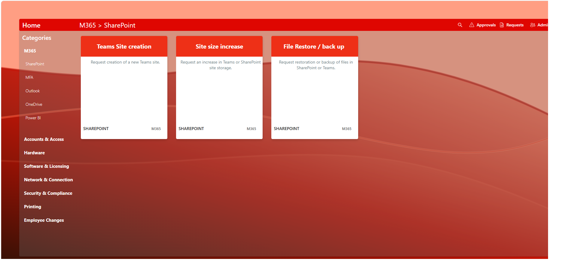 IT service shop interface